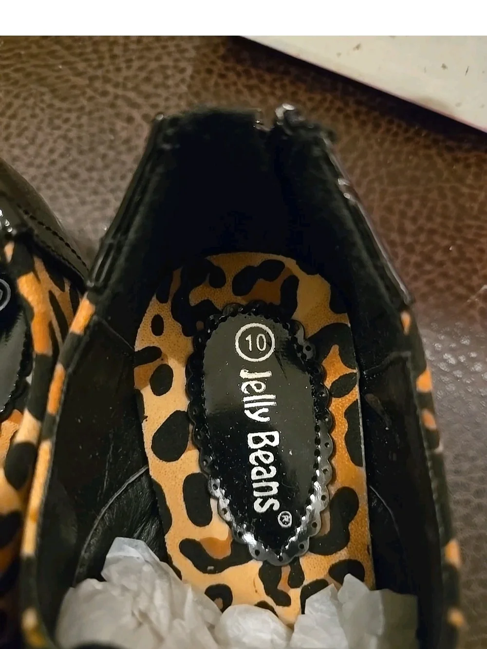 Jelly Beans Girls Black Patent & Leopard Print Bow Flats
